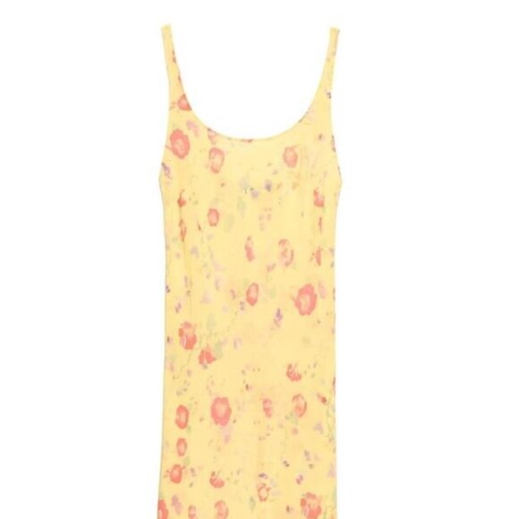 RIXO Dresses & Skirts - RIXO Yellow Floral Midi Dress with Pink Accents